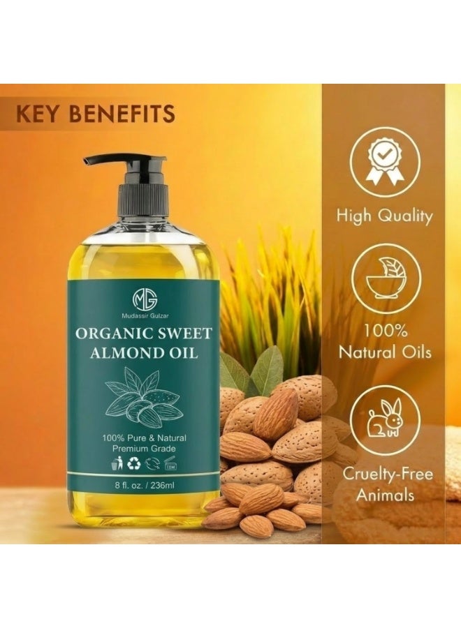 Mudassir Gulzar Pure Sweet Almond Body Oil 236ml (8 fl oz), 100% Natural Moisturizing Almond Oil for Body & Massage, Sweet Almond Oil for Skin Care, Hair & Body Hydration - Image 5