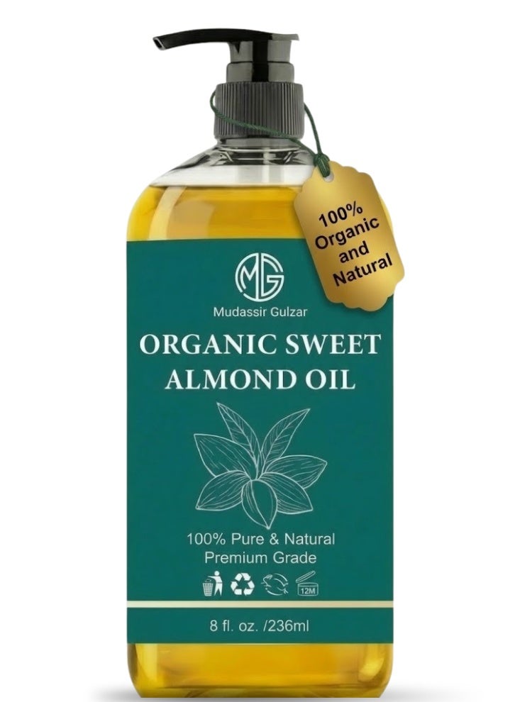 Mudassir Gulzar Pure Sweet Almond Body Oil 236ml (8 fl oz), 100% Natural Moisturizing Almond Oil for Body & Massage, Sweet Almond Oil for Skin Care, Hair & Body Hydration - Image 1