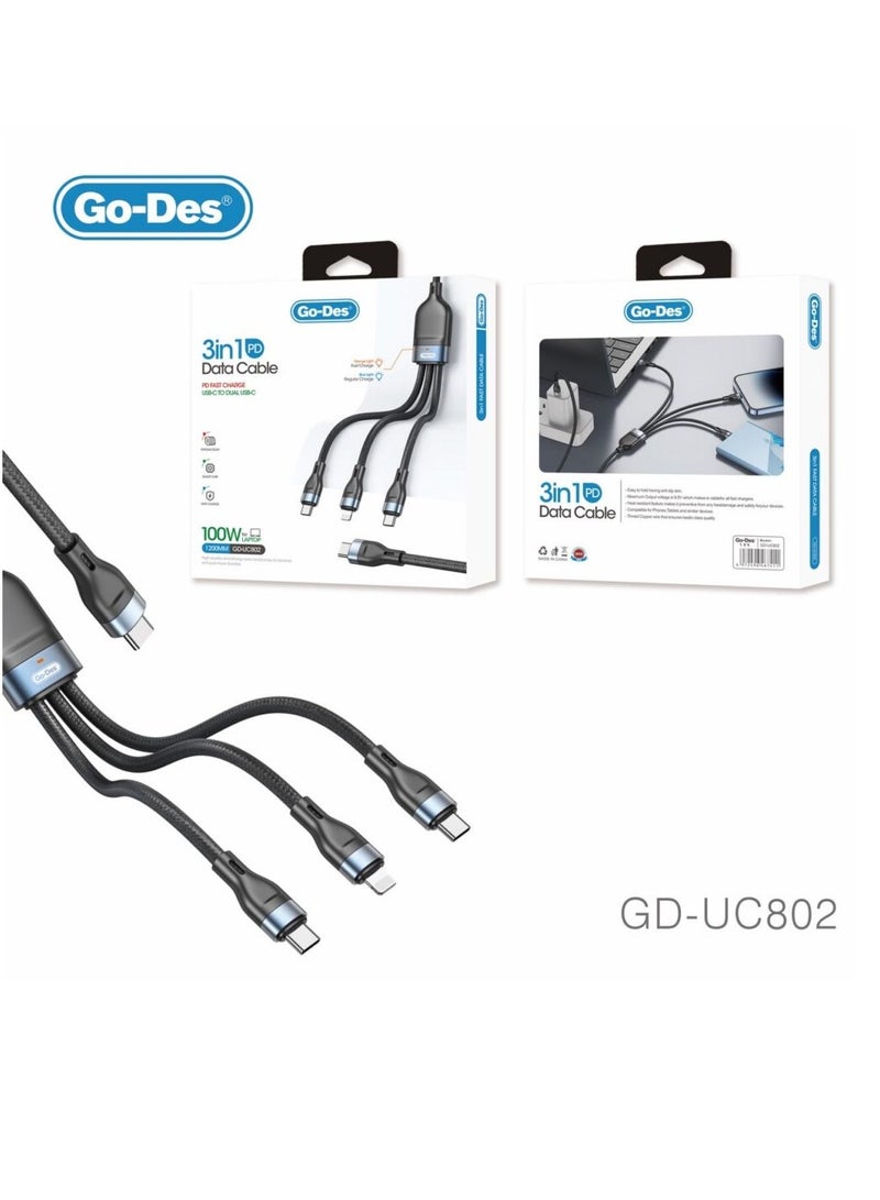 GO-DES 3 in 1 PD Data Cable(GD-UC802)