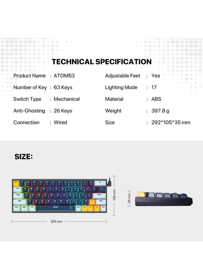 لوحة مفاتيح ميكانيكية MK874 V2 ATOM 63 MIZU EDITION باللون الأزرق السماوي