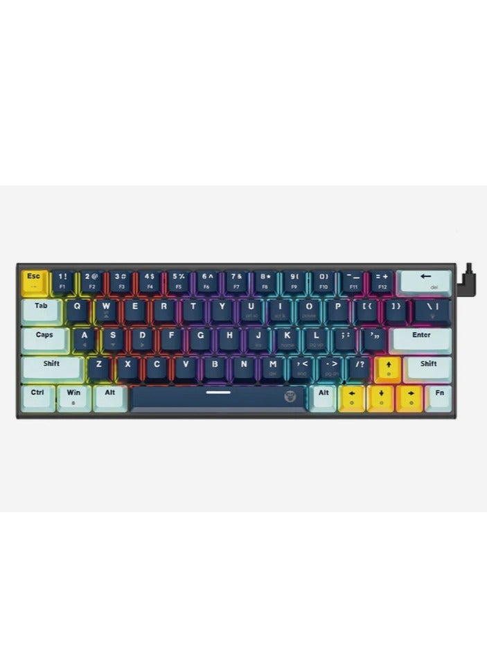 FANTECH MK874 V2 ATOM 63 MIZU Edition Mechanical Gaming Keyboard, Multicolour Backlight, Compact Gaming Keyboard for PC & Laptop