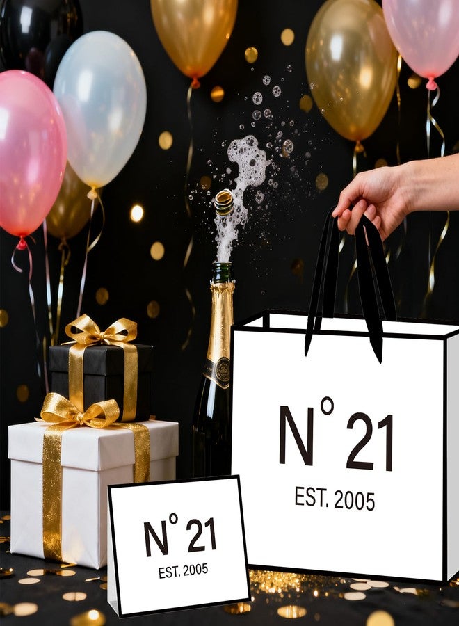 RTMISA 21st Birthday Gift Bag with Tissue Paper and Greeting Card N°21 EST.2005 21st Birthday Gifts Wrapping Paper Bag for Him Her Men Women, 21 Year-Old Present Wrap Bday Decorations Supplies - Image 4