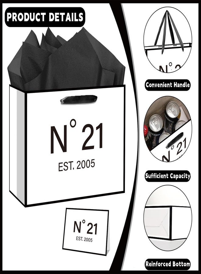 RTMISA 21st Birthday Gift Bag with Tissue Paper and Greeting Card N°21 EST.2005 21st Birthday Gifts Wrapping Paper Bag for Him Her Men Women, 21 Year-Old Present Wrap Bday Decorations Supplies - Image 3