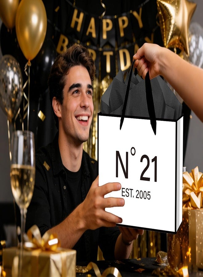 RTMISA 21st Birthday Gift Bag with Tissue Paper and Greeting Card N°21 EST.2005 21st Birthday Gifts Wrapping Paper Bag for Him Her Men Women, 21 Year-Old Present Wrap Bday Decorations Supplies - Image 5