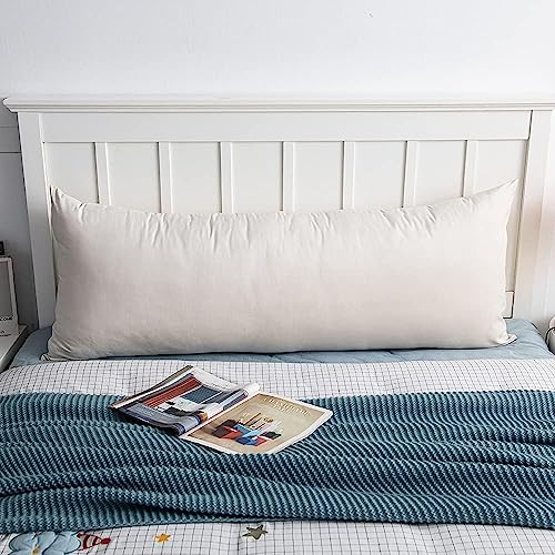 CottonFry Ultra Soft Velvet Body Solid Pillow Cover/Case Pillowcase with Hidden Zipper, Zippered Body Pillow Case (Cream, 20x54), 250 TC , 1 piece - Image 1