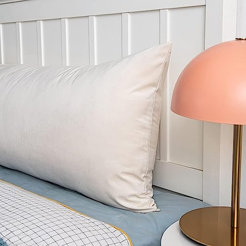 CottonFry Ultra Soft Velvet Body Solid Pillow Cover/Case Pillowcase with Hidden Zipper, Zippered Body Pillow Case (Cream, 20x54), 250 TC , 1 piece - Image 2