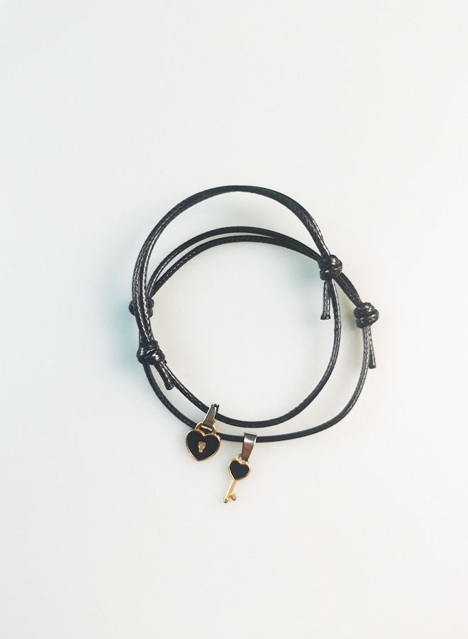 جيرنرال اثنان قطعة مفتاح وقفل سحر سوار أسود - Image 3