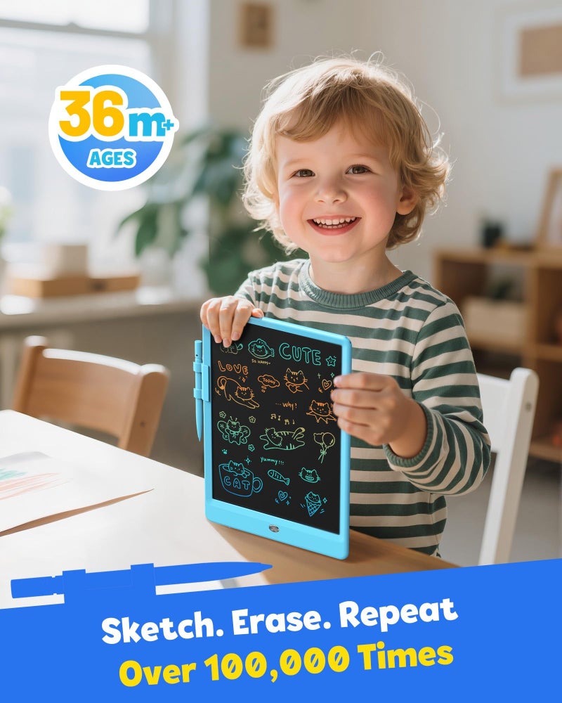 TEKFUN LCD Writing Tablet for Kids, 10-inch Coloring Drawing Pad, Mess Free Doodle Board, Christmas Gifts for Boys and Toddlers, Toys for 3 4 5 6 7 8 Year Old Girls(Blue) - Image 2