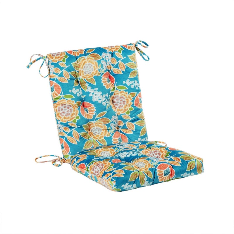 Makimoo Outdoor Patio Cushion, Rocking Chair Cushion, Tufted Pads, Set of Upper and Lower with Ties Pack of 2 (2 Sets) - Back 20"Ã—17", Seat 17"Ã—17" (Green Bottom Flowers) - Image 5