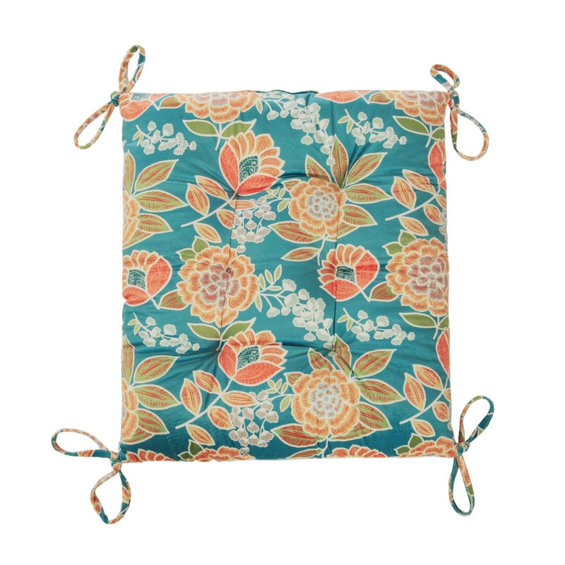 Makimoo Outdoor Patio Cushion, Rocking Chair Cushion, Tufted Pads, Set of Upper and Lower with Ties Pack of 2 (2 Sets) - Back 20"Ã—17", Seat 17"Ã—17" (Green Bottom Flowers) - Image 3