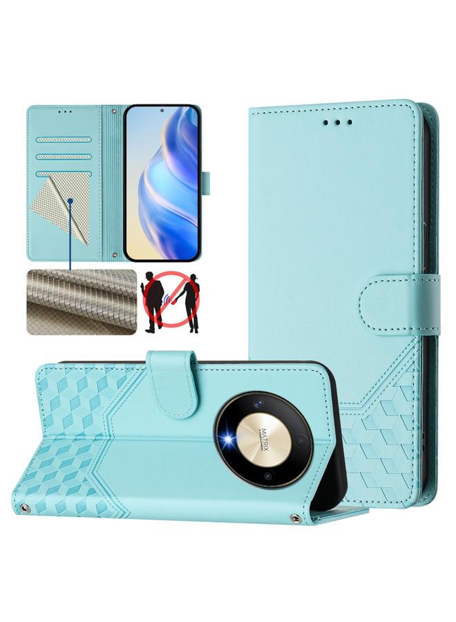 اس-توب جراب هاتف Honor X9b 5G / Magic6 Lite 5G من الجلد بنقش قرص العسل بتقنية RFID - Image 1