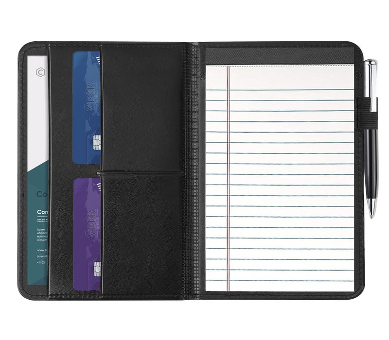 Gorbado A5 Padfolio Business Portfolio Folder,Junior Size Document Folder Organizer, Padfolio with Interior Pocket and Pen Loop, 5 x 8 Writing Pad Included - Image 1