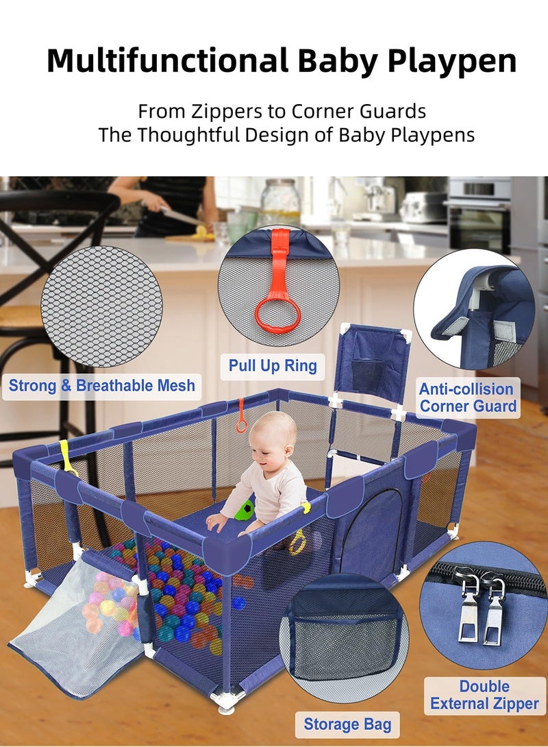 EzzySo Baby Playpen Fence With Ocean Balls and Pull tabs Baby Playard with Basketball Hoop Infant Indoor And Outdoor Kids Activity Center 180x120cm  - Image 3
