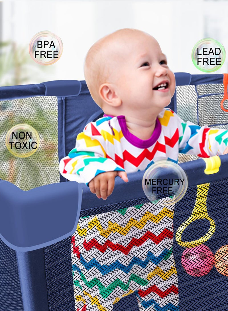 EzzySo Baby Playpen Fence With Ocean Balls and Pull tabs Baby Playard with Basketball Hoop Infant Indoor And Outdoor Kids Activity Center 180x120cm  - Image 4