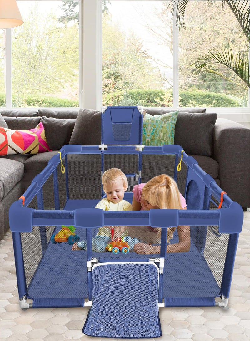 EzzySo Baby Playpen Fence With Ocean Balls and Pull tabs Baby Playard with Basketball Hoop Infant Indoor And Outdoor Kids Activity Center 180x120cm  - Image 5