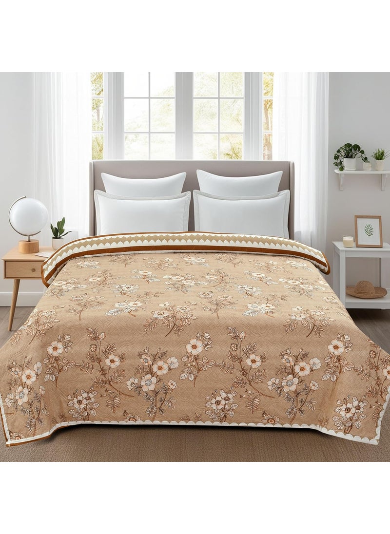 WEAVERS HUT WEAVERS HUT Premium Ultrasonic Quilted Comforter UltraSoft Microfiber Fill is Hypoallergenic AC Blanket FadeResistant AllSeason Comfort Stitching Soft Finish 228X200CM Beige  - Image 1
