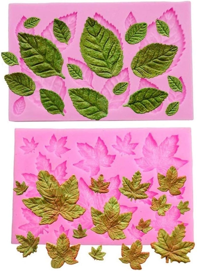 SUNKOOL Leaf Mold Silicone Leaves Fondant Molds,Tree Leaves Mold for Cake Decoration,Maple Leaf Candy Molds,Cupcake Topper,Polymer Clay,Crafting,Chocolate,Resin - Image 1