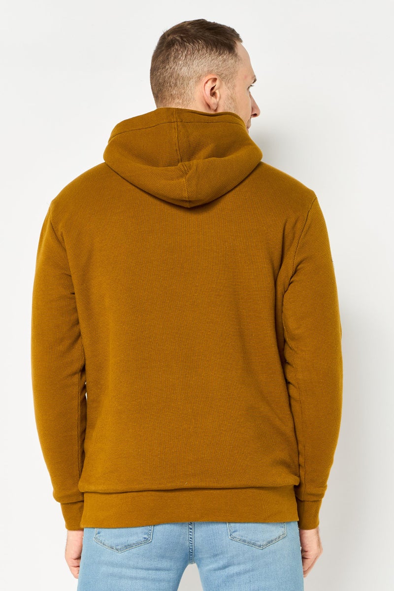 KANGOL Men Embroidered Logo Long Sleeve Hoodie, Dark Mustard - Image 4