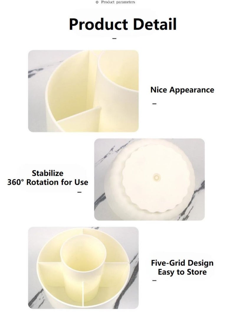 Pen Holder,360° Rotating Desk Organizers, Ulti-functional Pencil Cup Pot With 5 Separate Slots, Cute Pencil Holder For Home Office School, Desktop Stationery Storage Box - Image 4