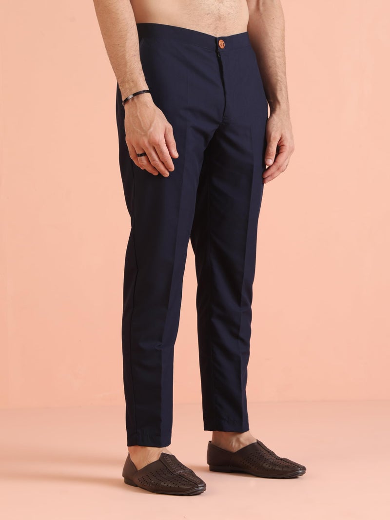 KISAH Men's Jodhpuri Bandhgala-Blazer Trouser Set, Magenta Silk Blend, Woven Design Regular Fit Mandarin Collar Long Sleeves (44) - Image 3