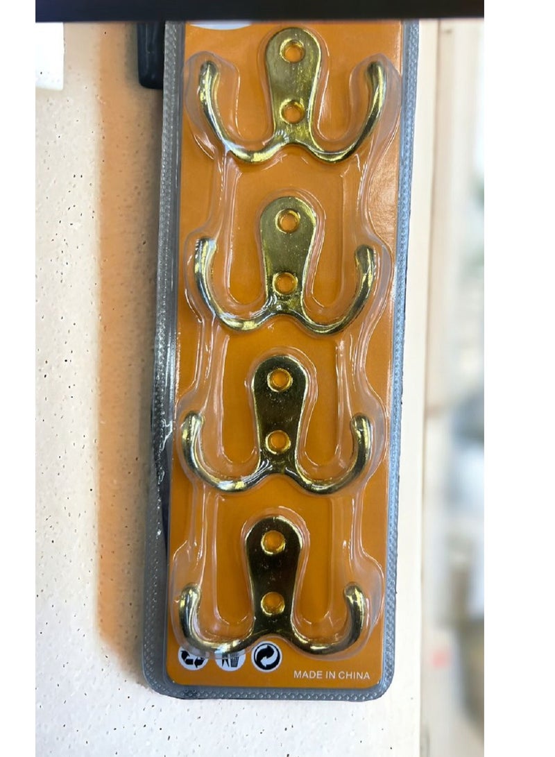 Brass coat hooks with screws 4pcs
