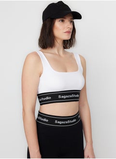 trendyol X Sagaza Studio White Padded, Square Collar Sports Bra. TCLSS23SS00002  - Image 3