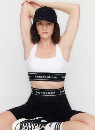 trendyol X Sagaza Studio White Padded, Square Collar Sports Bra