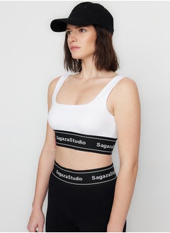 trendyol X Sagaza Studio White Padded, Square Collar Sports Bra. TCLSS23SS00002  - Image 4