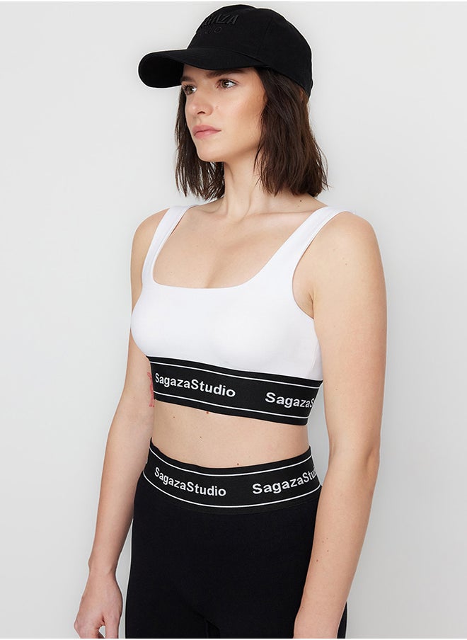trendyol X Sagaza Studio White Padded, Square Collar Sports Bra. TCLSS23SS00002  - Image 4