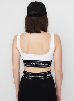 trendyol X Sagaza Studio White Padded, Square Collar Sports Bra. TCLSS23SS00002  - Image 5