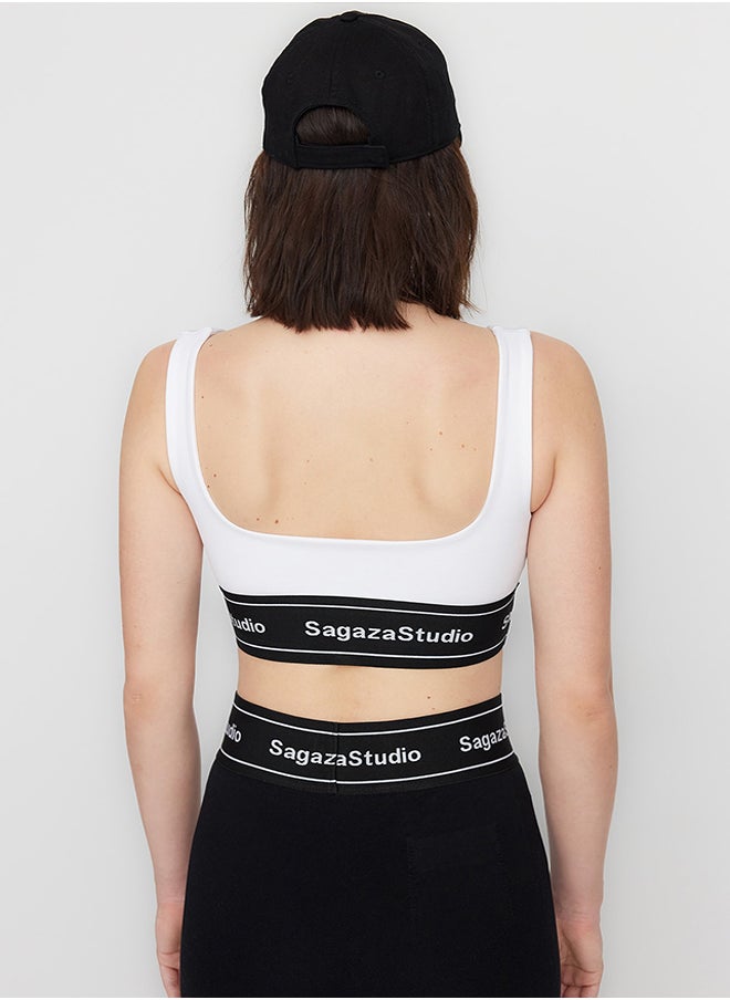 trendyol X Sagaza Studio White Padded, Square Collar Sports Bra. TCLSS23SS00002  - Image 5
