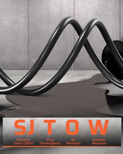 DEWENWILS بكرة سلك تمديد قابلة للسحب DEWENWILS، سلك طاقة ثقيل 50 قدم، 14AWG/3C SJTOW، 3 مخرج مؤرض مضاء، قاطع دائرة 13 أمبير، مدرج في UL - Image 2