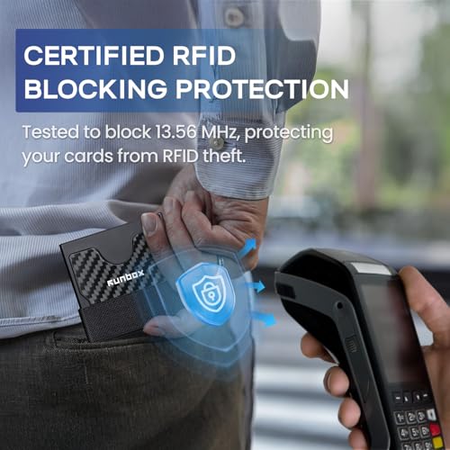 RUNBOX Mens Business Card Holder, Slim Card Wallet for Men and Women, Minimalist RFID Blocking Wallet with Pop-Up Function, Thin Design, Metal Cases Holds 6+6 Cards, Gifts for Men, Men's Accessories - Image 4