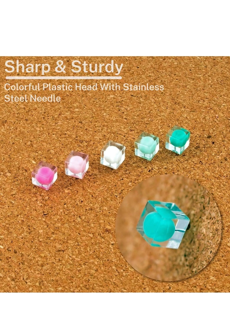 Excefore Push Pins for Cork Board, 80PCS Clear Decorative with Case, Cute Thumb Tacks and Bulletin Office Decor Women, Cubicle Desk Accessories (White Pink Green)  - Image 3