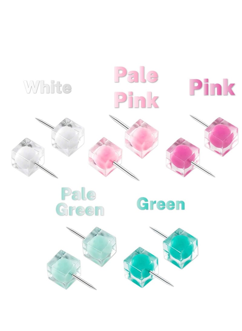 Excefore Push Pins for Cork Board, 80PCS Clear Decorative with Case, Cute Thumb Tacks and Bulletin Office Decor Women, Cubicle Desk Accessories (White Pink Green)  - Image 5