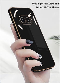 Generic Compatible with Nothing Phone 2A cover, smooth veneer gold plated chrome, black Thin and smooth shock-proof full protection Nothing Phone 2A case -black  - Image 3