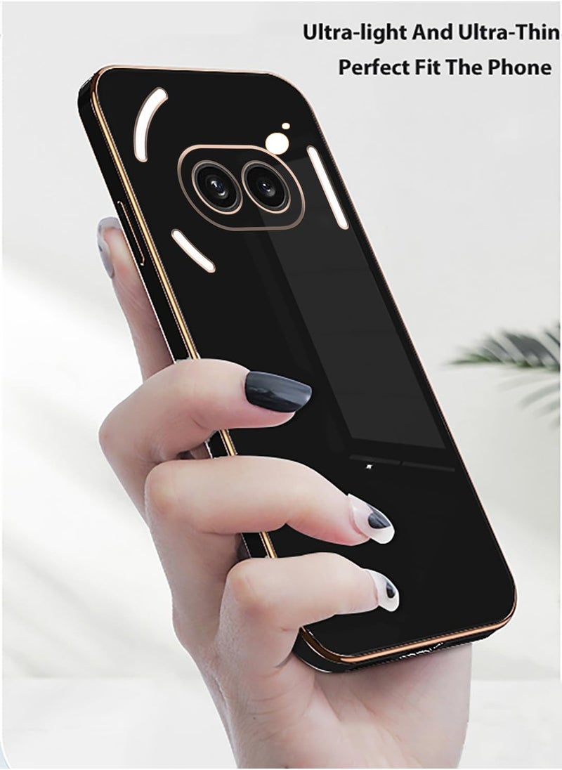 Generic Compatible with Nothing Phone 2A cover, smooth veneer gold plated chrome, black Thin and smooth shock-proof full protection case -black  - Image 3