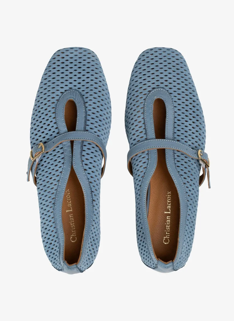 Christian Lacroix Christian Lacroix Women's Leather Mary Jane Flats - Light Blue