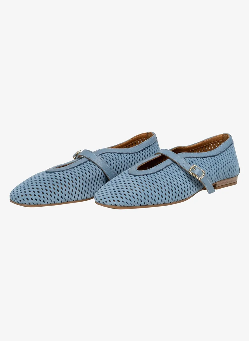 Christian Lacroix Christian Lacroix Women's Leather Mary Jane Flats - Light Blue