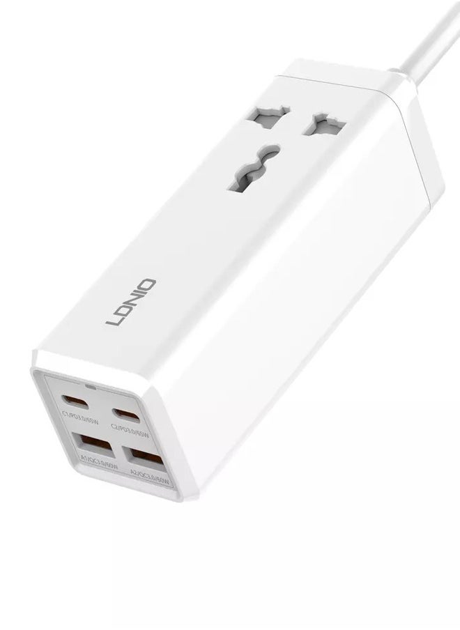 LDNIO - شاحن USB C بقوة 65 وات، محطة شحن LDNIO 5 في 1 USB C مع منافذ تيار متردد، 2USB-C، 2USB، شريط طاقة USB C لشاحن سريع لأجهزة MacBook، وأجهزة الكمبيوتر المحمولة، وiPad، وiPhone، وGalaxy، وSteam Deck (قابس المملكة المتحدة) - Image 1