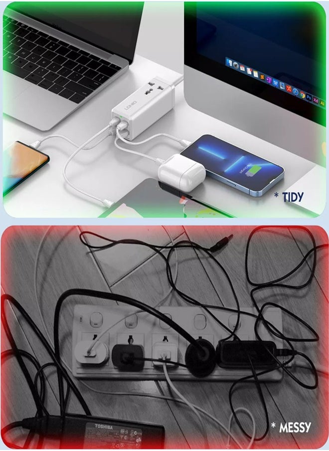 LDNIO - شاحن USB C بقوة 65 وات، محطة شحن LDNIO 5 في 1 USB C مع منافذ تيار متردد، 2USB-C، 2USB، شريط طاقة USB C لشاحن سريع لأجهزة MacBook، وأجهزة الكمبيوتر المحمولة، وiPad، وiPhone، وGalaxy، وSteam Deck (قابس المملكة المتحدة) - Image 1