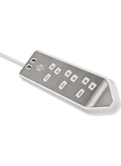 Brennenstuhl BRENNENSTUHL 3-way BS Corner Extension Socket ESTILO with 2-way USB-A sockets, Stainless Steel Surface and 2 mtr cable  - Image 2
