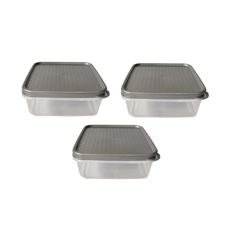 DOLIVA Plastic Food Storage Container, BPA Free Air Tight Containers, Stackable Kitchen Container Boxes For Storage, 500Ml, Set Of 3, Grey - Image 1