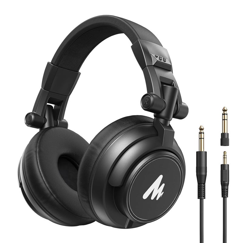 Maono Professional Over Ear Headphones for Studio Recording: Monitor Headset Wired with 50mm Drivers and 1/4 inch to 3.5mm Jack for Mixing Music Production Podcast AU-MH601(Black) - Image 1