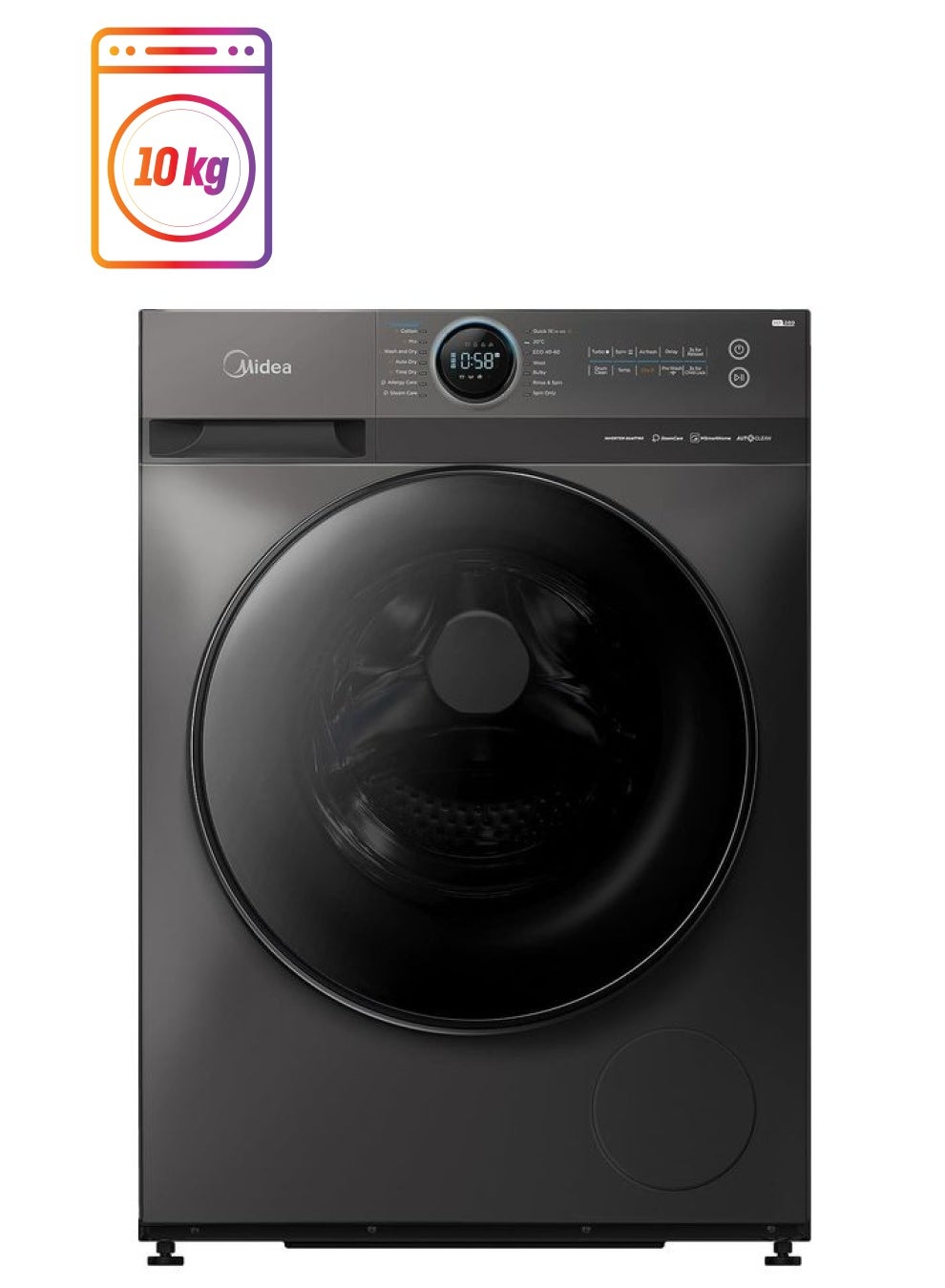 10/7 KG Smart Washer Dryer With BLDC Inverter Motor, 1400 RPM, Fully Automatic Front Load Washing And Drying Combo Wi-Fi Machine, 16 Programs-Allergy/Steam Care/Auto Clean 10 kg 10 kg MF200D100WBT Titanium