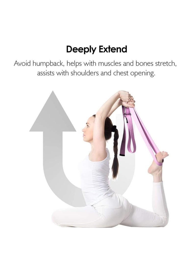 ECVV حزام يوغا ECVV الممتاز مع حلقة دائرية معدنية قابلة للتعديل لليوغا، البيلاتس، العلاج الطبيعي، الرقص، تمارين الصالة الرياضية واللياقة البدنية والتمدد - Image 4