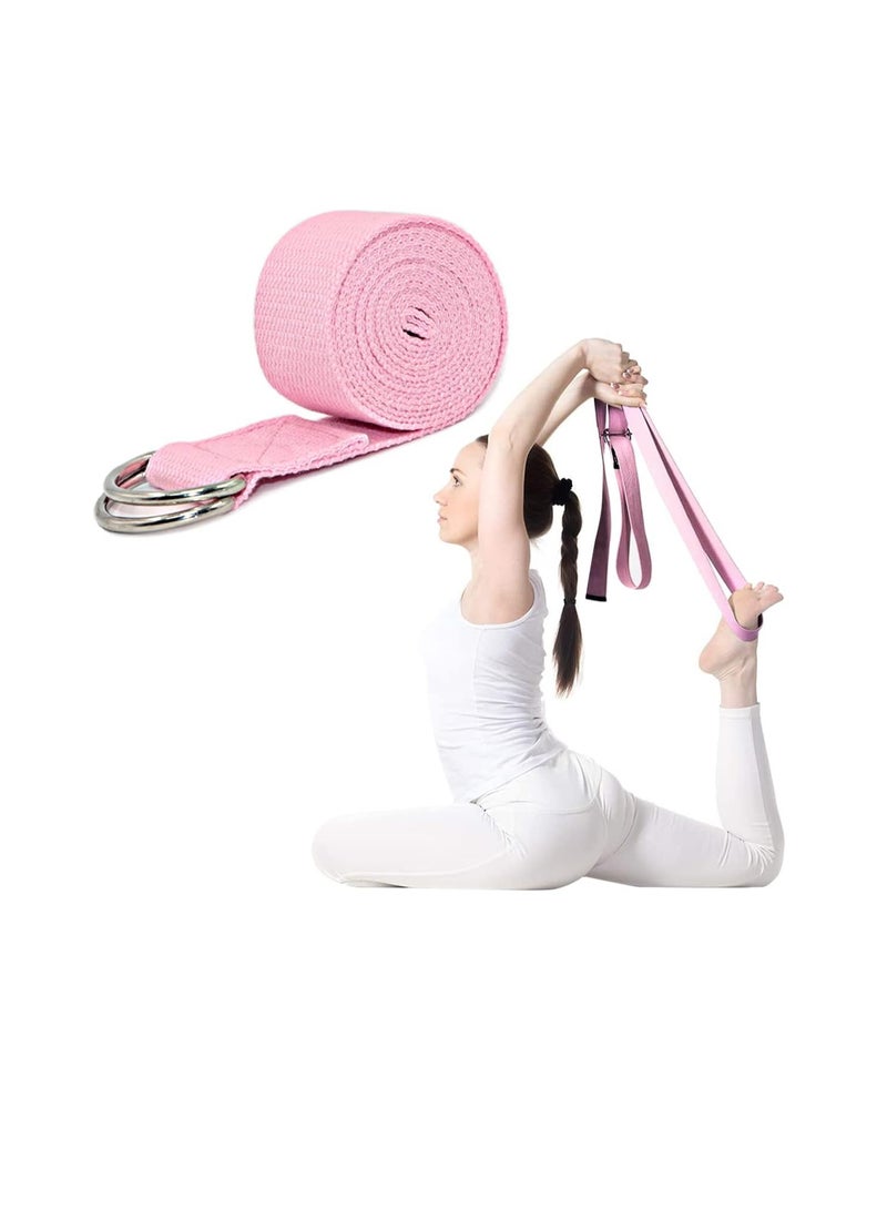 ECVV حزام يوغا ECVV الممتاز مع حلقة دائرية معدنية قابلة للتعديل لليوغا، البيلاتس، العلاج الطبيعي، الرقص، تمارين الصالة الرياضية واللياقة البدنية والتمدد - Image 1