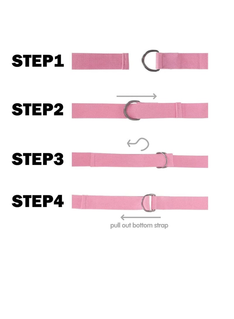 ECVV حزام يوغا ECVV الممتاز مع حلقة دائرية معدنية قابلة للتعديل لليوغا، البيلاتس، العلاج الطبيعي، الرقص، تمارين الصالة الرياضية واللياقة البدنية والتمدد - Image 3