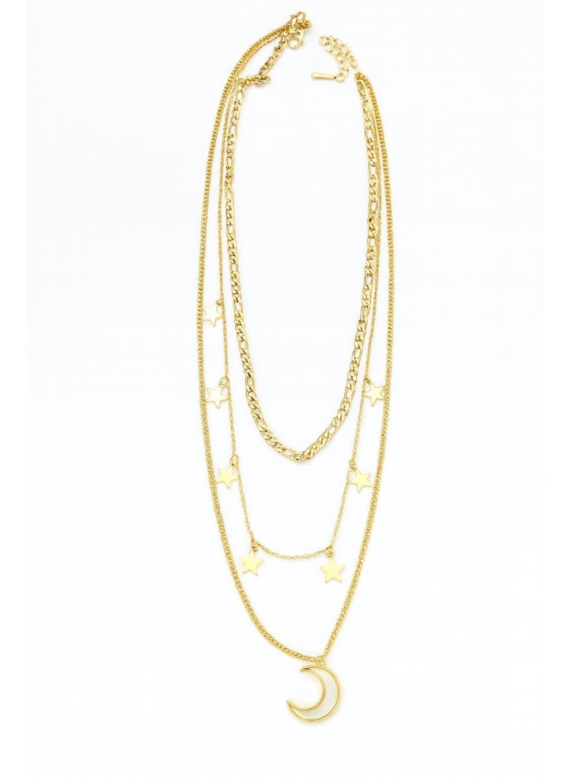 فلافي عقد نسائي متعدد الطبقات بدلايات هلال ونجوم – لمسة راقية - Image 3