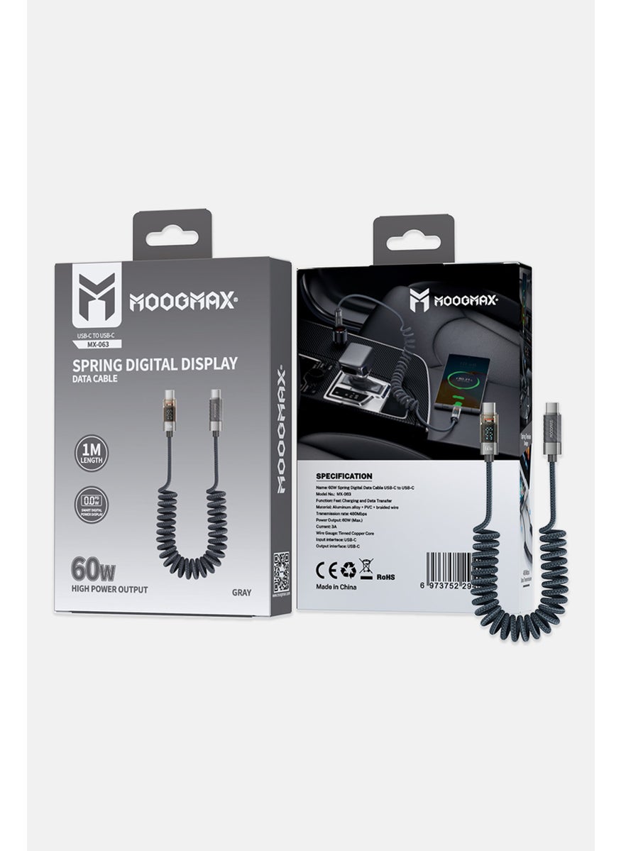 MOOGMAX MX063 - Type C Fabric Charging Cable, Grey  - Image 1